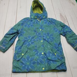 Hanna Andersson outdoor snow coat green blue floral 140